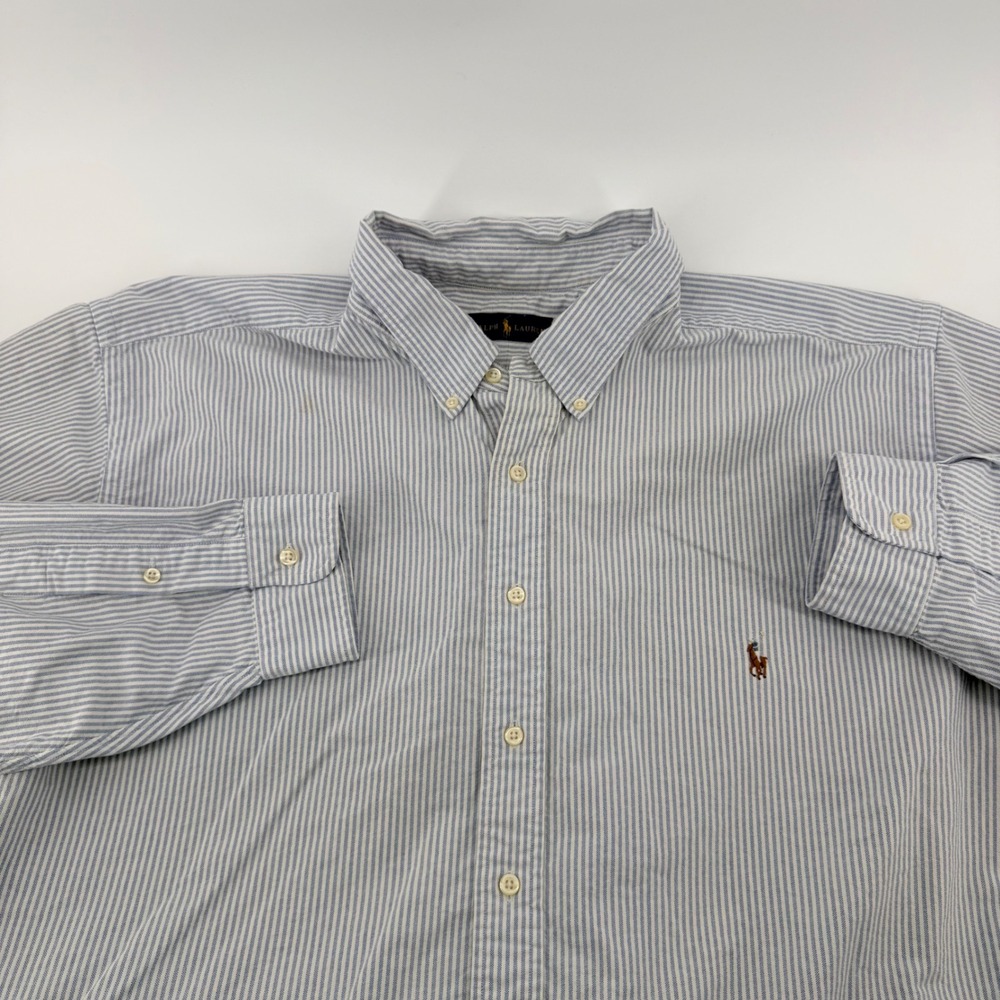 Polo Ralph Lauren Striped Oxford Button Down Shirt Big & Tall 3XB Blue White